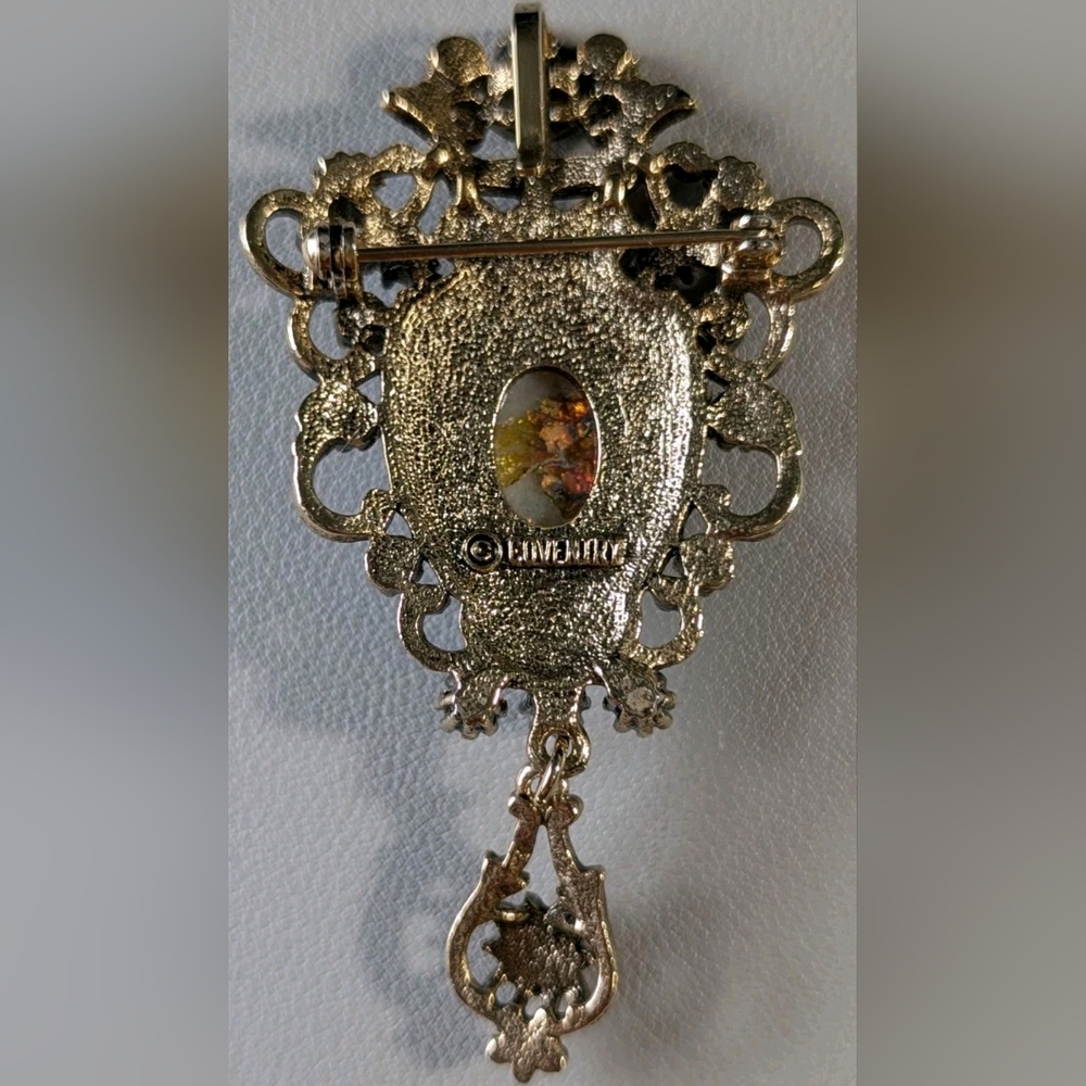 Vintage Sarah Coventry Contessa Brooch Victorian Crown Foil Rhinestones Pin - Picture 3 of 11